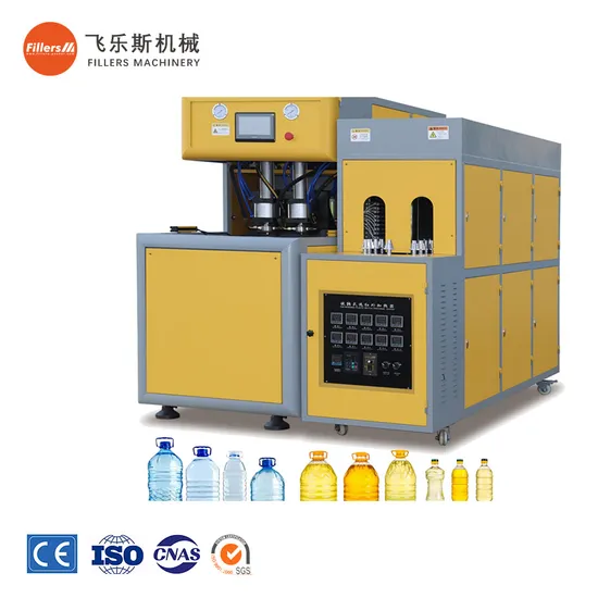 Préforme pour animaux de compagnie Alimentation manuelle de la machine de soufflage par soufflage Positionnement de la bouteille Pot carré Fabricant automatique de machines de fabrication de plastique